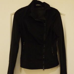 Asymmetrical/sheer back active sweater